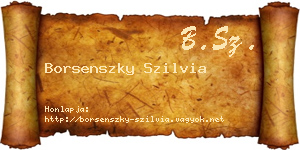 Borsenszky Szilvia névjegykártya